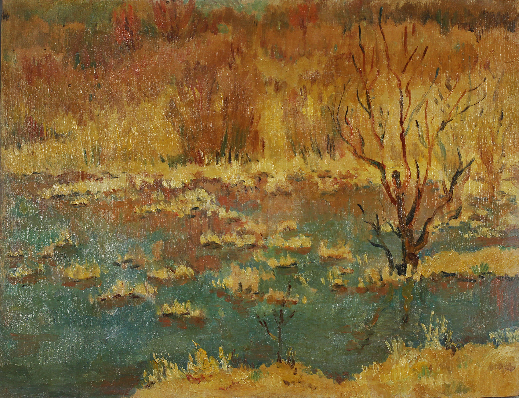 1941-34-A52_Etang en automne_1941_35x27_huile sur panneau