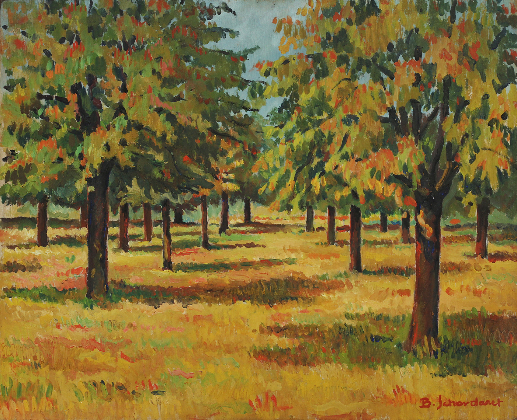 1941-36-A54_verger en automne_1941_41.5×51.5_huile sur panneau