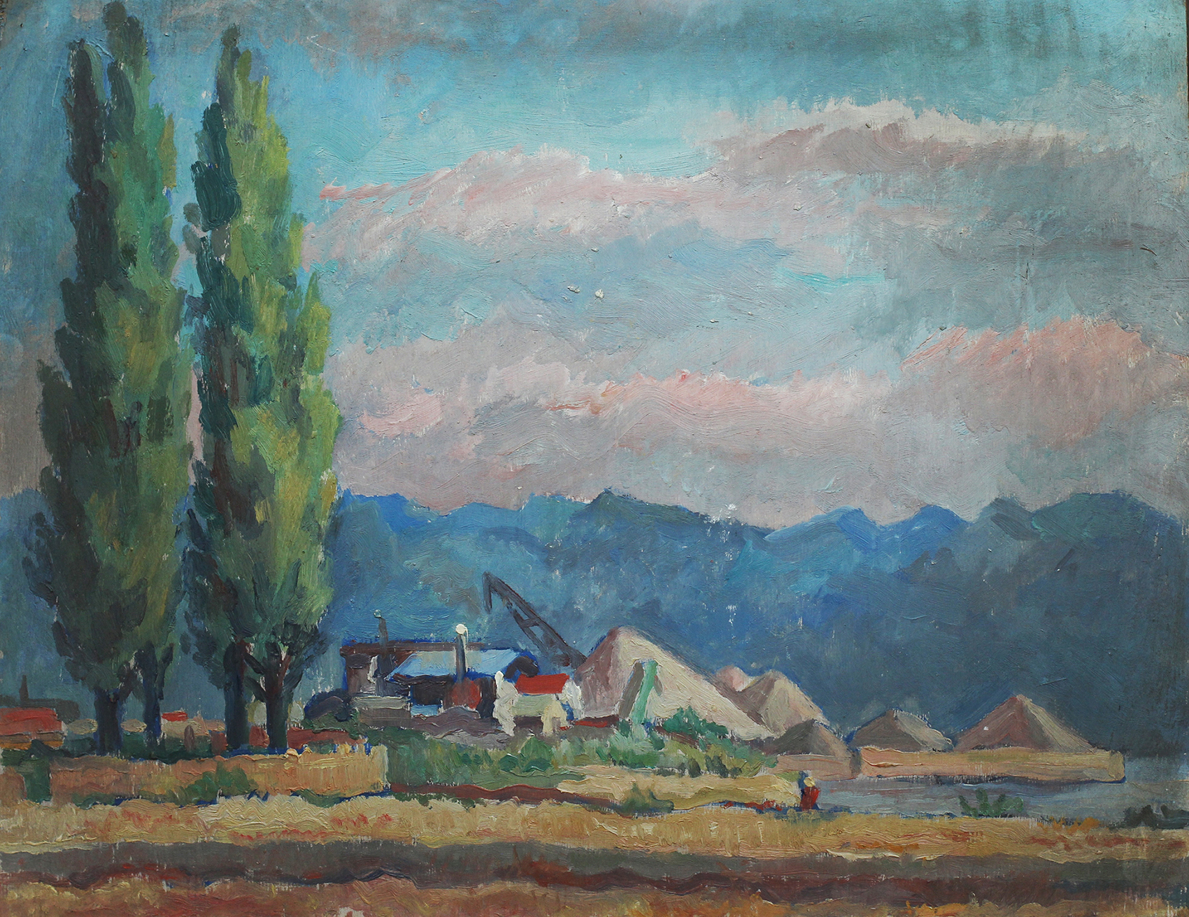 1944-37-A55_gravière_1944_40.5×51.5_huile sur panneau de bois