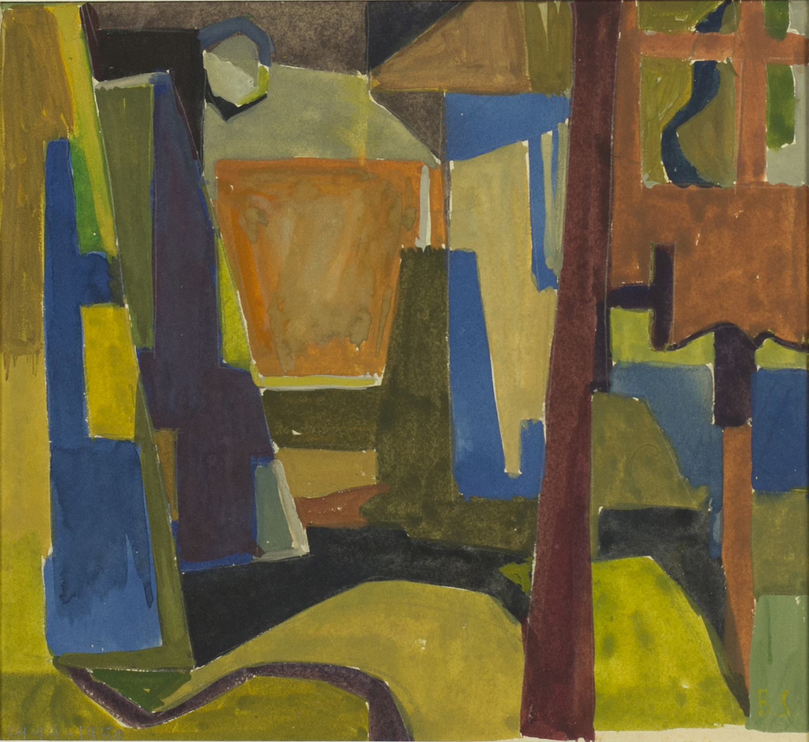 1949-21-D_1949-1950_Atelier_7_rue_d&rsquo;Arsonval_1949-50_22.5×24.5_gouache sur papier