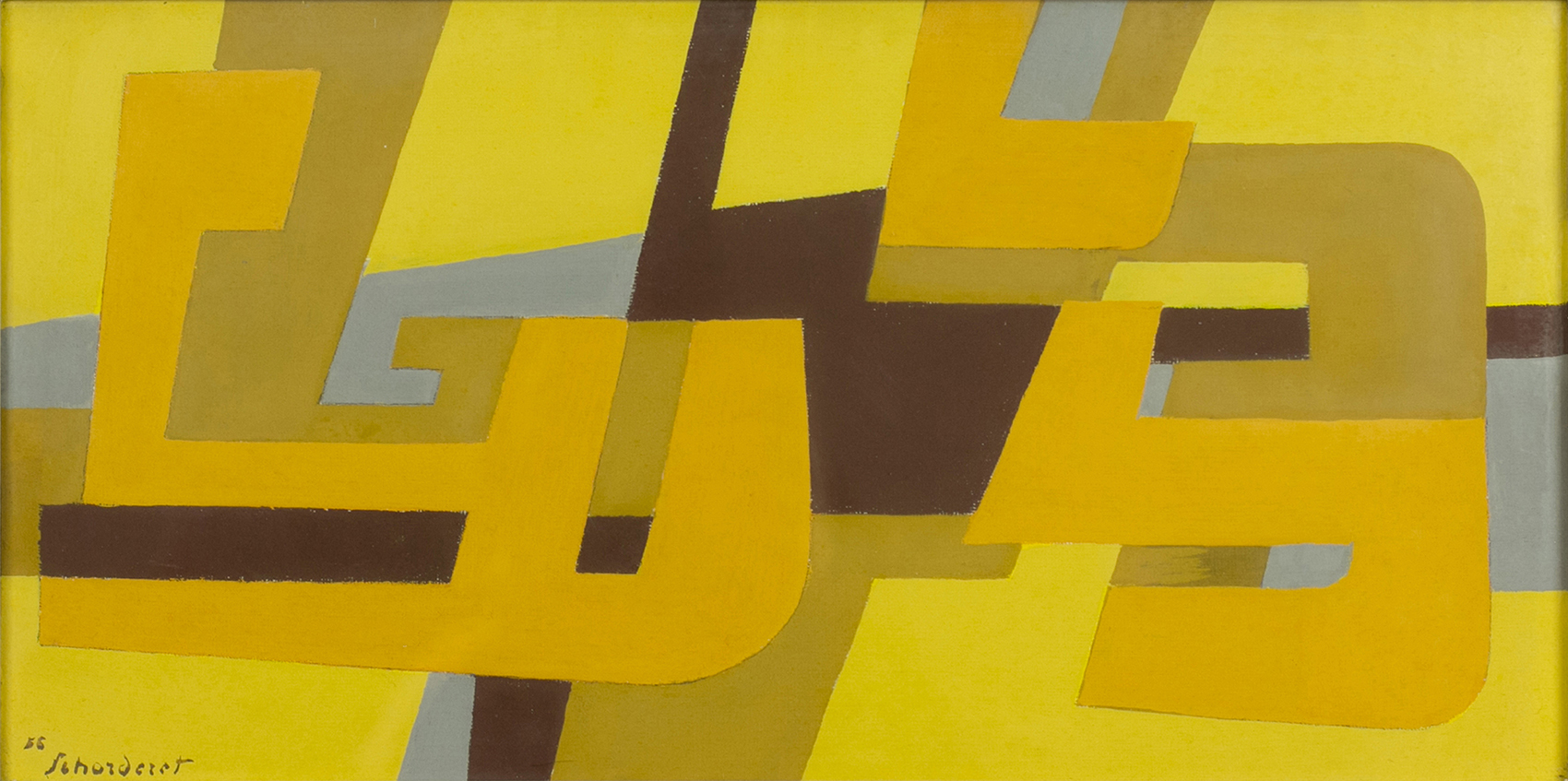 1956-5-K_Composition jaune_1956_19x37_dispersion sur panneau