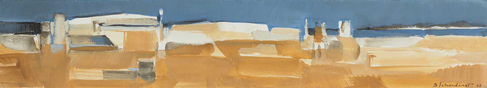 1968-3-BUG3_La Plage_22.10.68_14x76_gouache sur papier