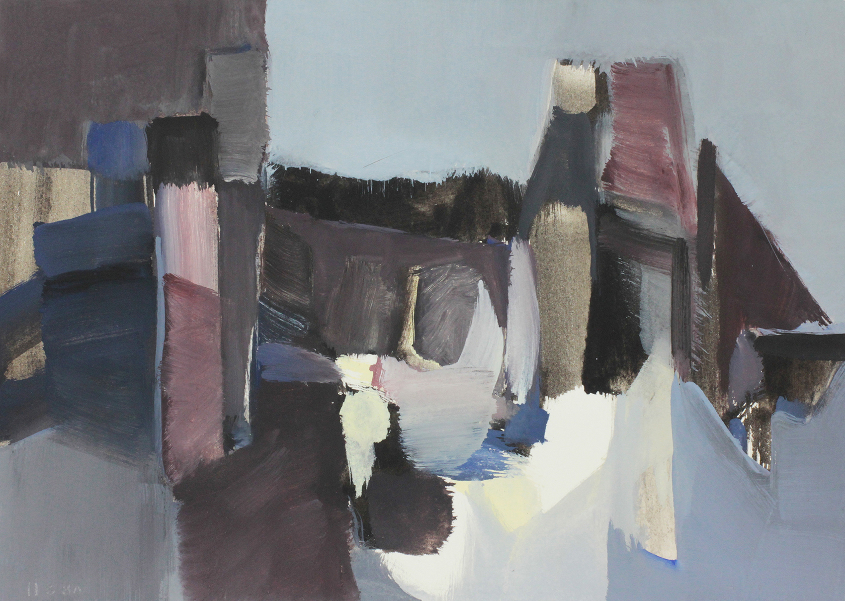 B. Schorderet, Reflets, 1980, 27 x 19 cm, gouache sur papier