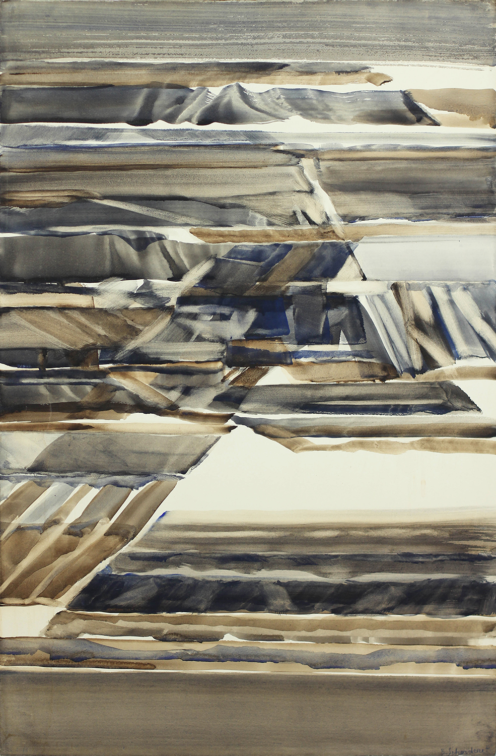 Bschorderet_1982-11_Etudes dhiver III_26.2.82_80x52_gouache aquarellée