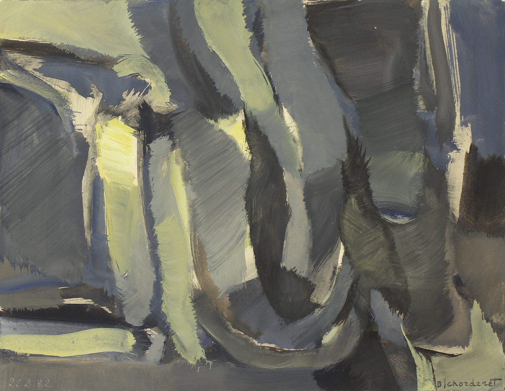 Bschorderet_1982-3-V_Composition fluide_22.2.82_20x26_gouache sur papier