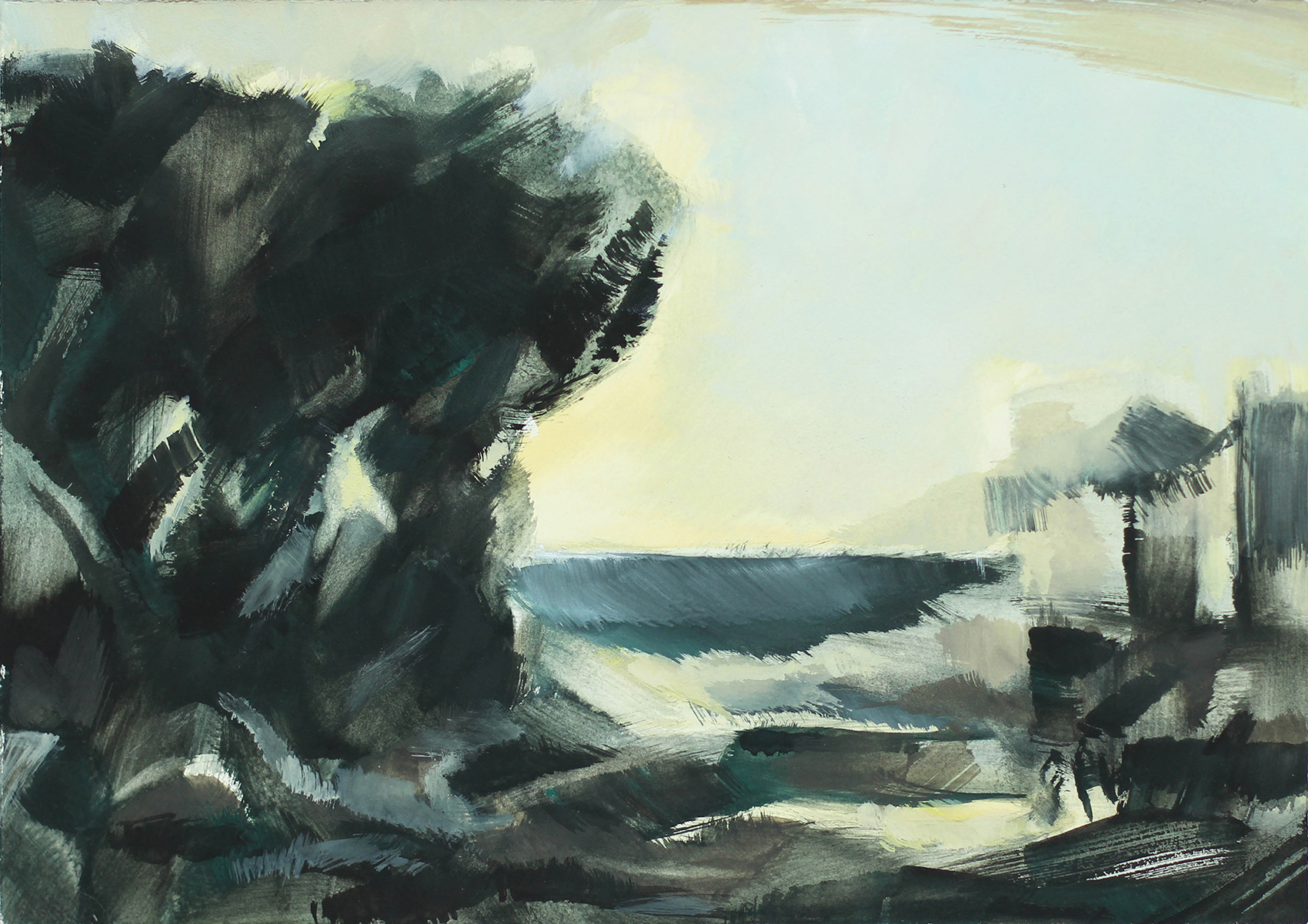 Bschorderet_1983-2-E:CLA4, Daprès Claude Gelée dit le Lorrain – interprétation_1983_25x35.5_gouache sur papier