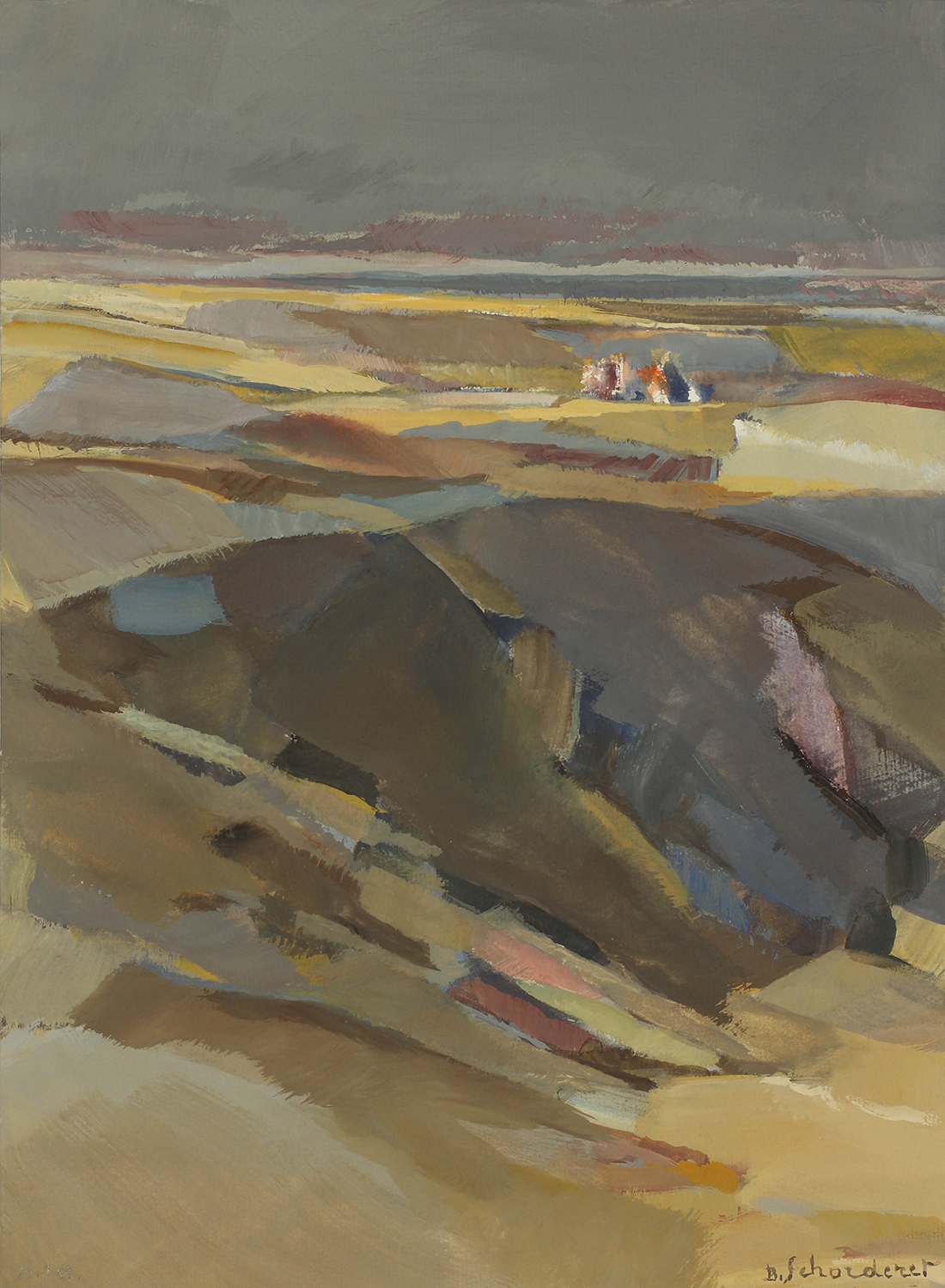 Bschorderet_1984-3_Plage au crépuscule_23.09.84_38x28_gouache sur papier