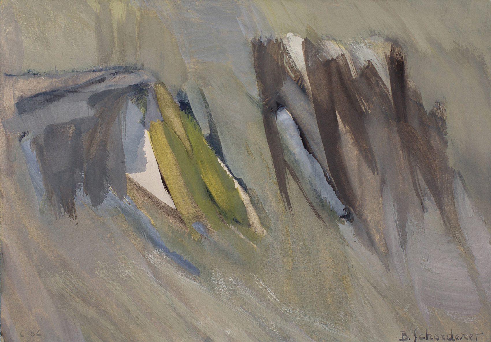 Bschorderet_1986-6-K_Accent jaune_6.86_18x26.3_gouache sur papier