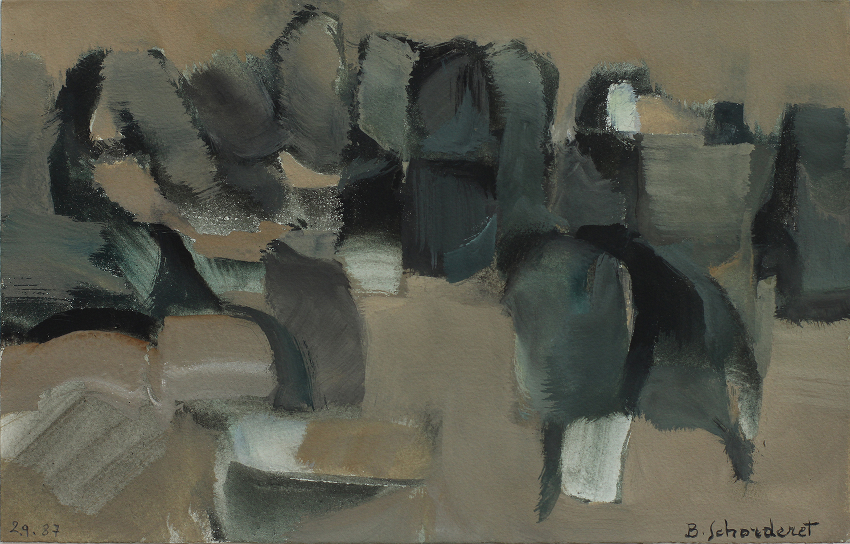 Bschorderet_1987-1-B_Frondaisons_2.9.87_16x24.7_gouache sur papier