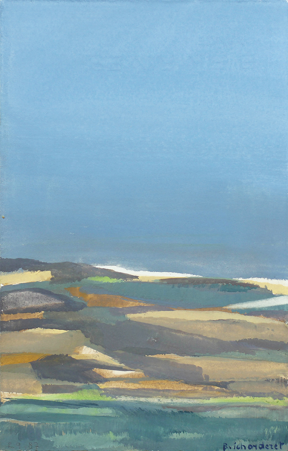 Bschorderet_1987-12-E:CLA4_Ciel cobalt_2.9.87_25x16.5_gouache sur papier