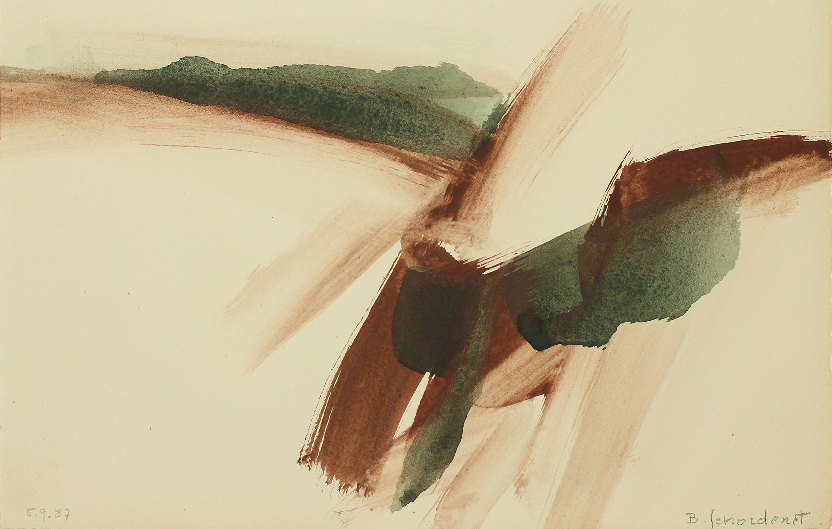 Bschorderet_1987-7-V_Instantané_II_5.9.87_17x27_gouache sur papier