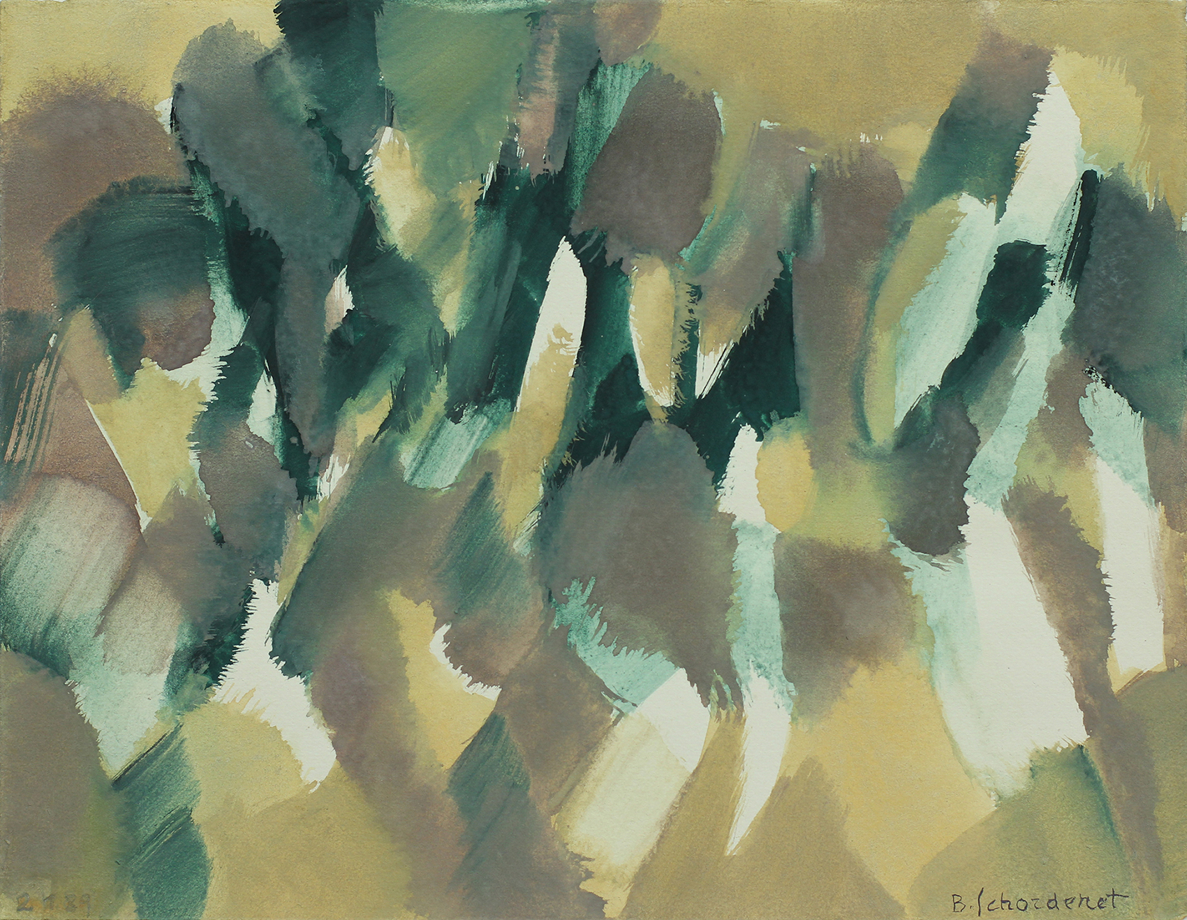 Bschorderet_1989-14-Q_Paysage vert_2.1.89_20.5x26_gouache sur papier