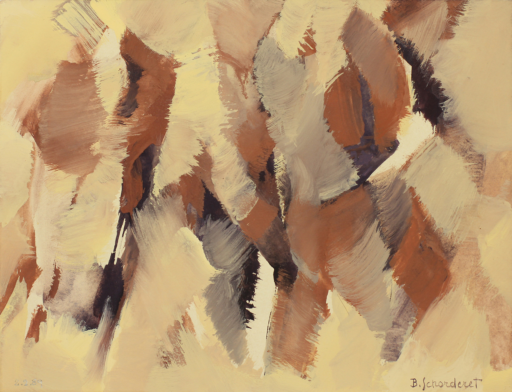 Bschorderet_1989-17-V_Composition brune_2.2.89_20x26_gouache sur papier