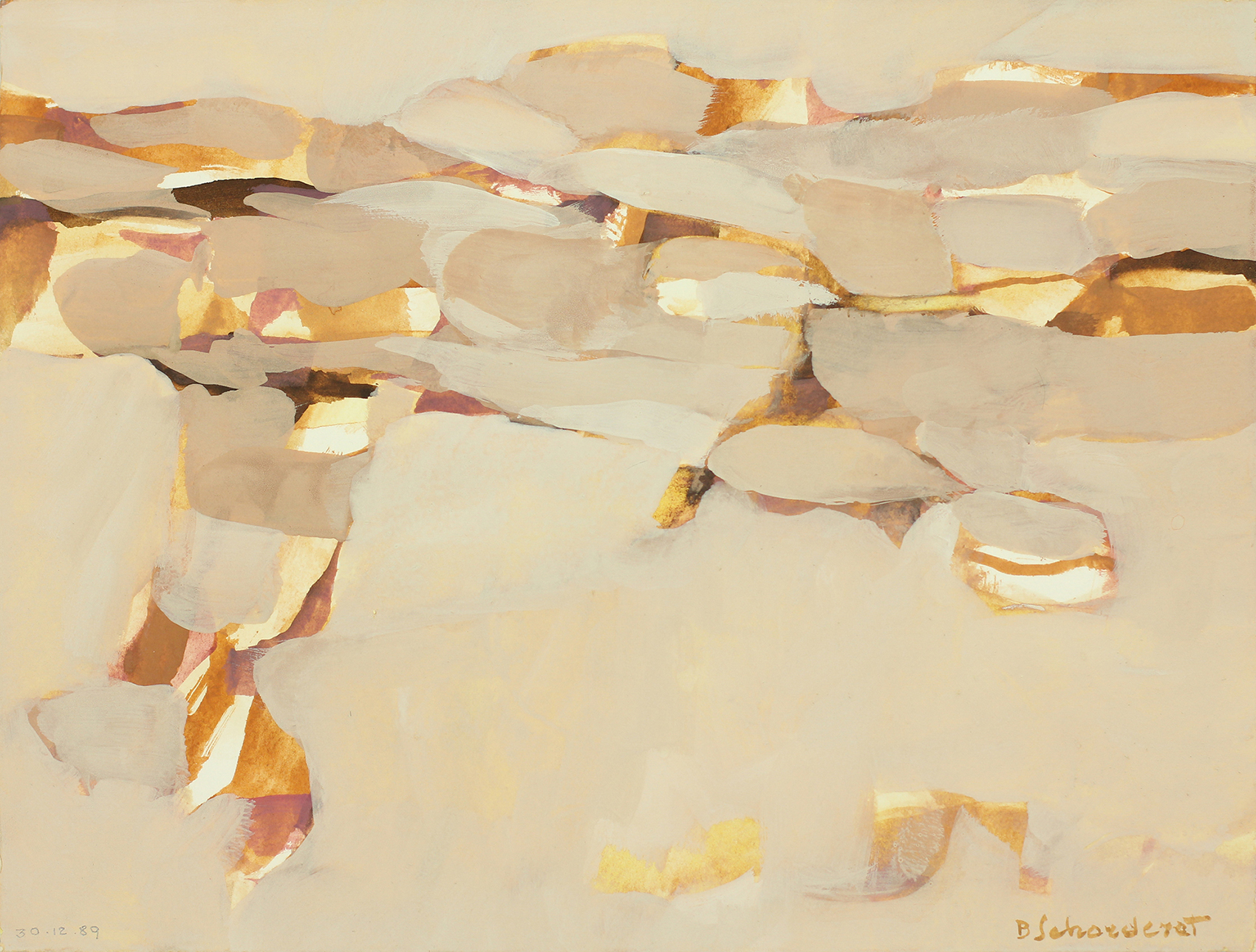 Bschorderet_1989-20-V_Soleil du soir_30.12.89_25x32.8_gouache sur papier