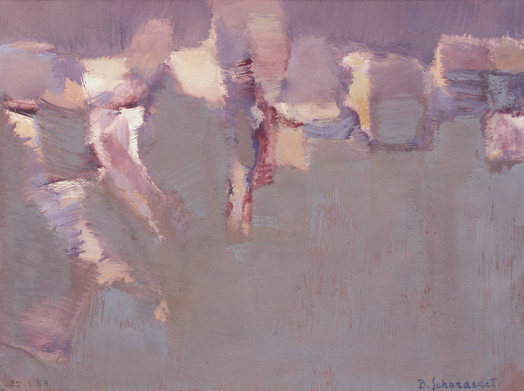 Bschorderet_1989-23_Paysage mauve_22.1.89_20 x 26.5_gouache sur papier