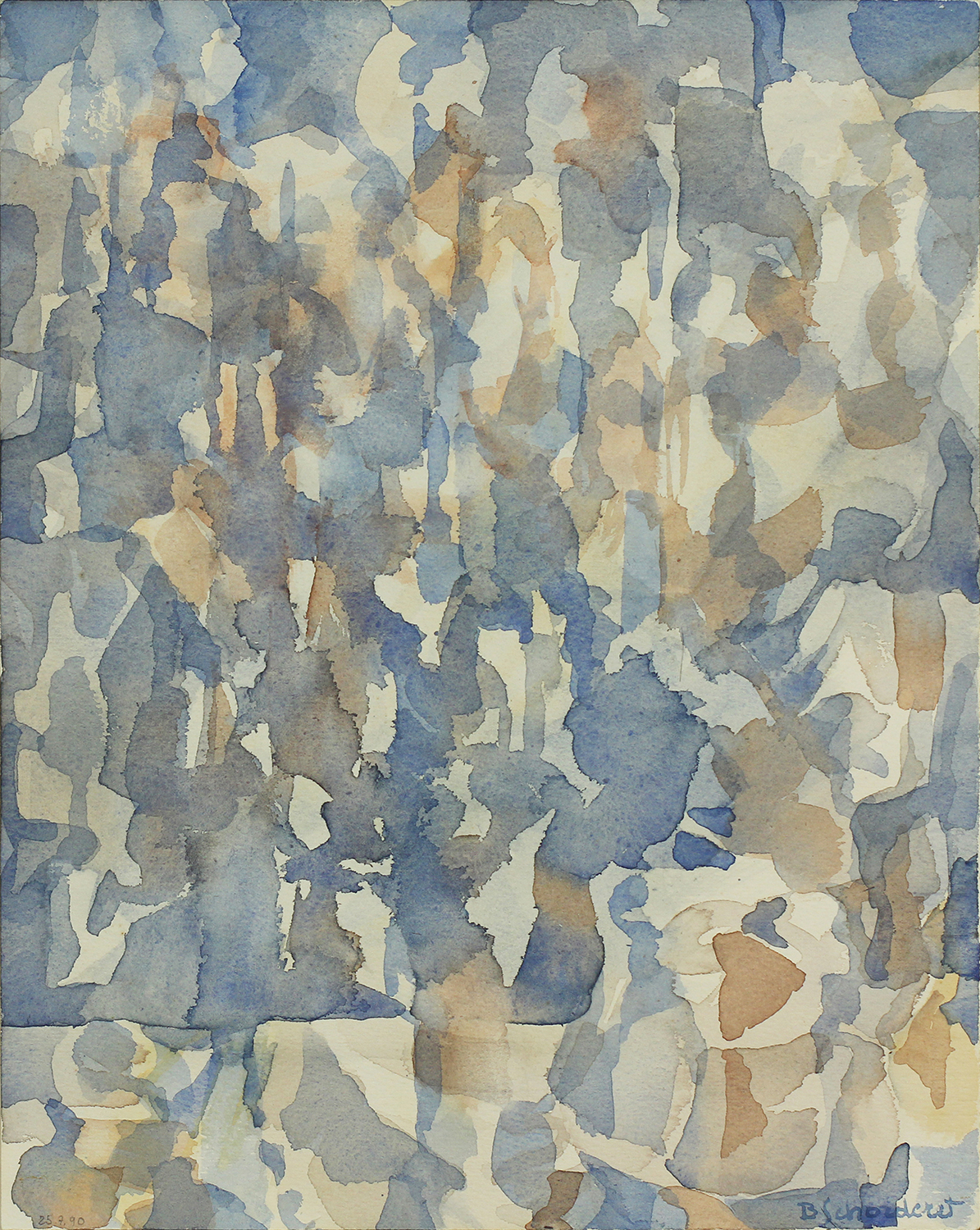 Bschorderet_1990-1-G_Reflets_25.07.90_33.9×26.8_aquarelle sur papier
