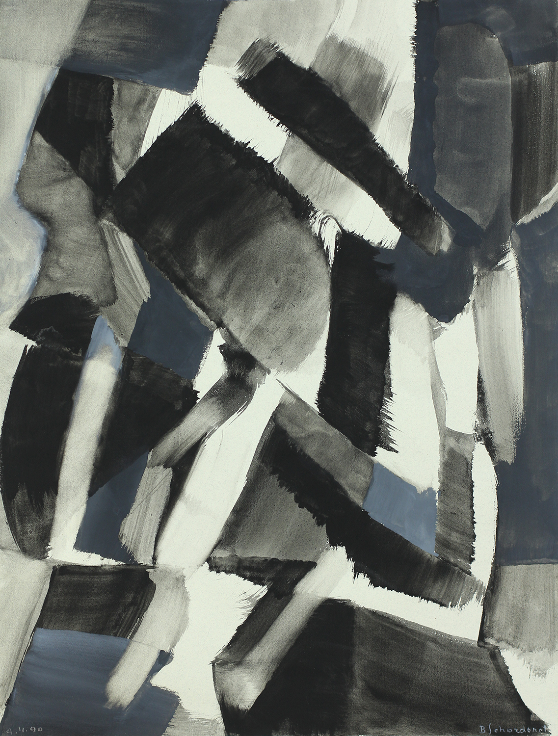 Bschorderet_1990-12-BUG1*_Espace (tryptique)_4.11.90_62x47.5_gouache sur papier