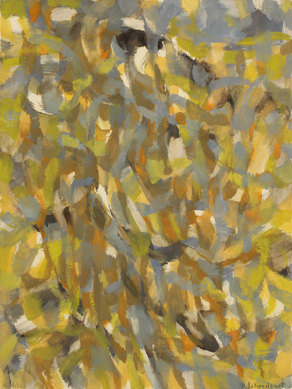 Bschorderet_1990-15-U_le bel été_17.4.90_37.5x28_gouache sur papier