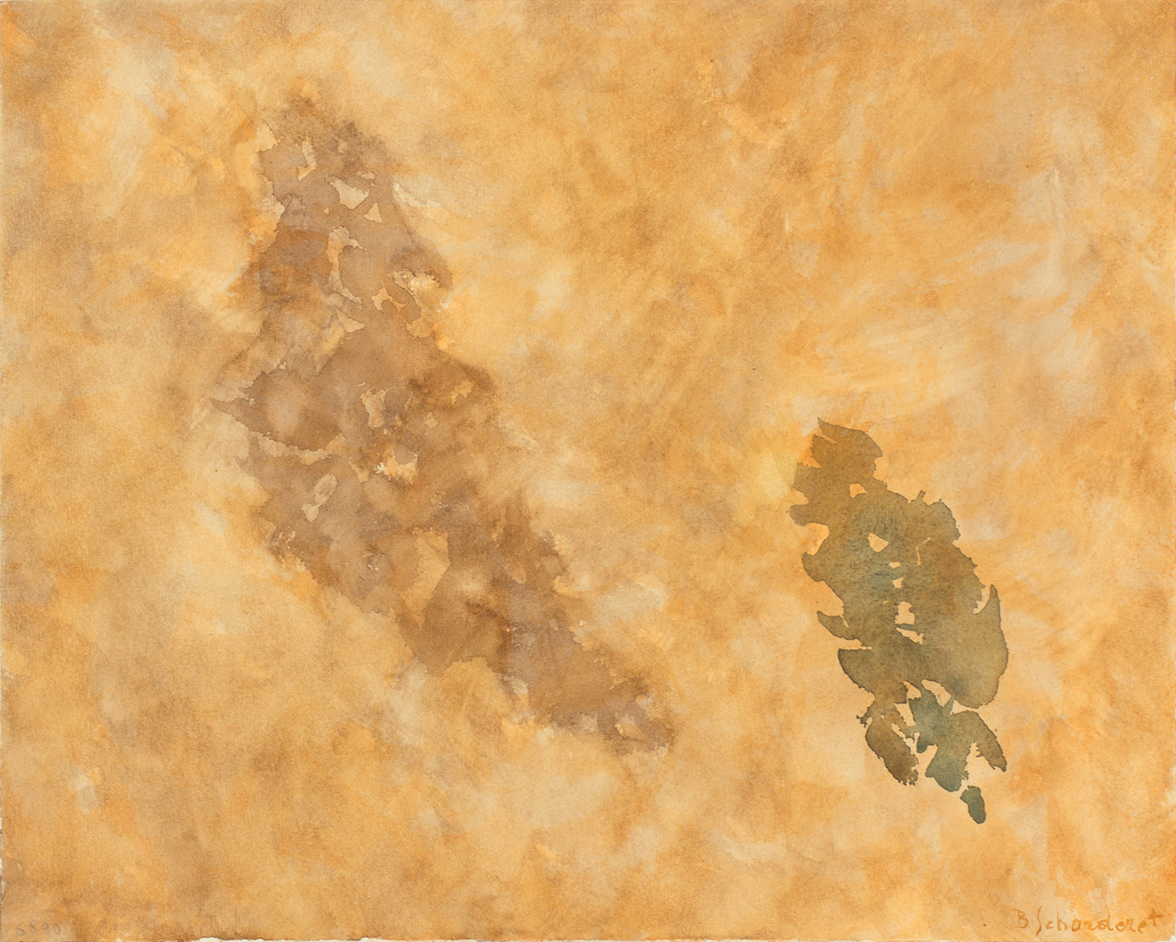 Bschorderet_1990-5-F_Lombre d&rsquo;une feuille_06.08.90_27x34_gouache sur papier