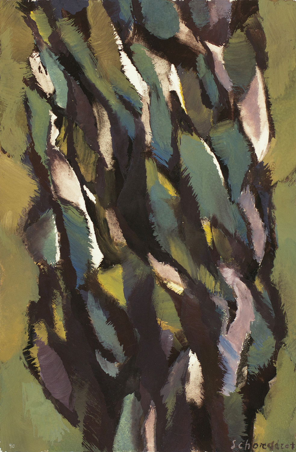 Bschorderet_1990-8-K_Torsadé_1990_28.3×18.6_gouache sur papier