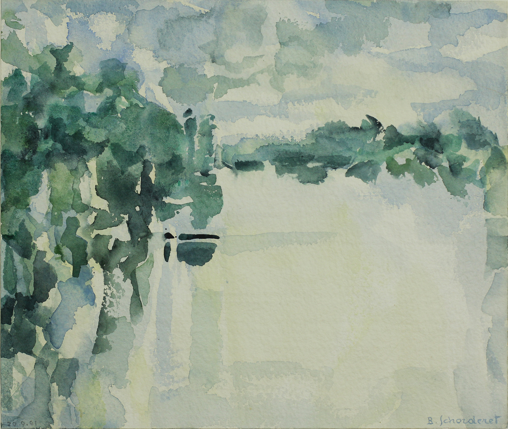 Bschorderet_1991-1-I_Les berges de la Loire_20.09.91_27.5×32.7_aquarelle sur papier