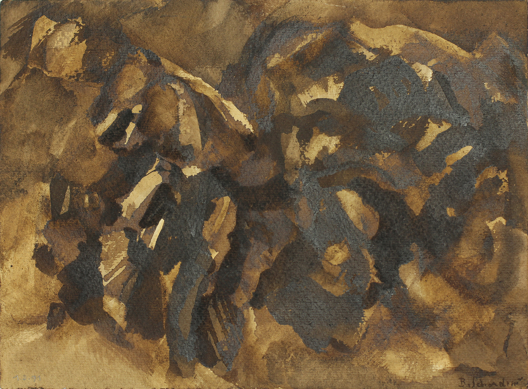 Bschorderet_1991-11-V_Menace_1.2.1991_24.8×33.8_gouache sur papier