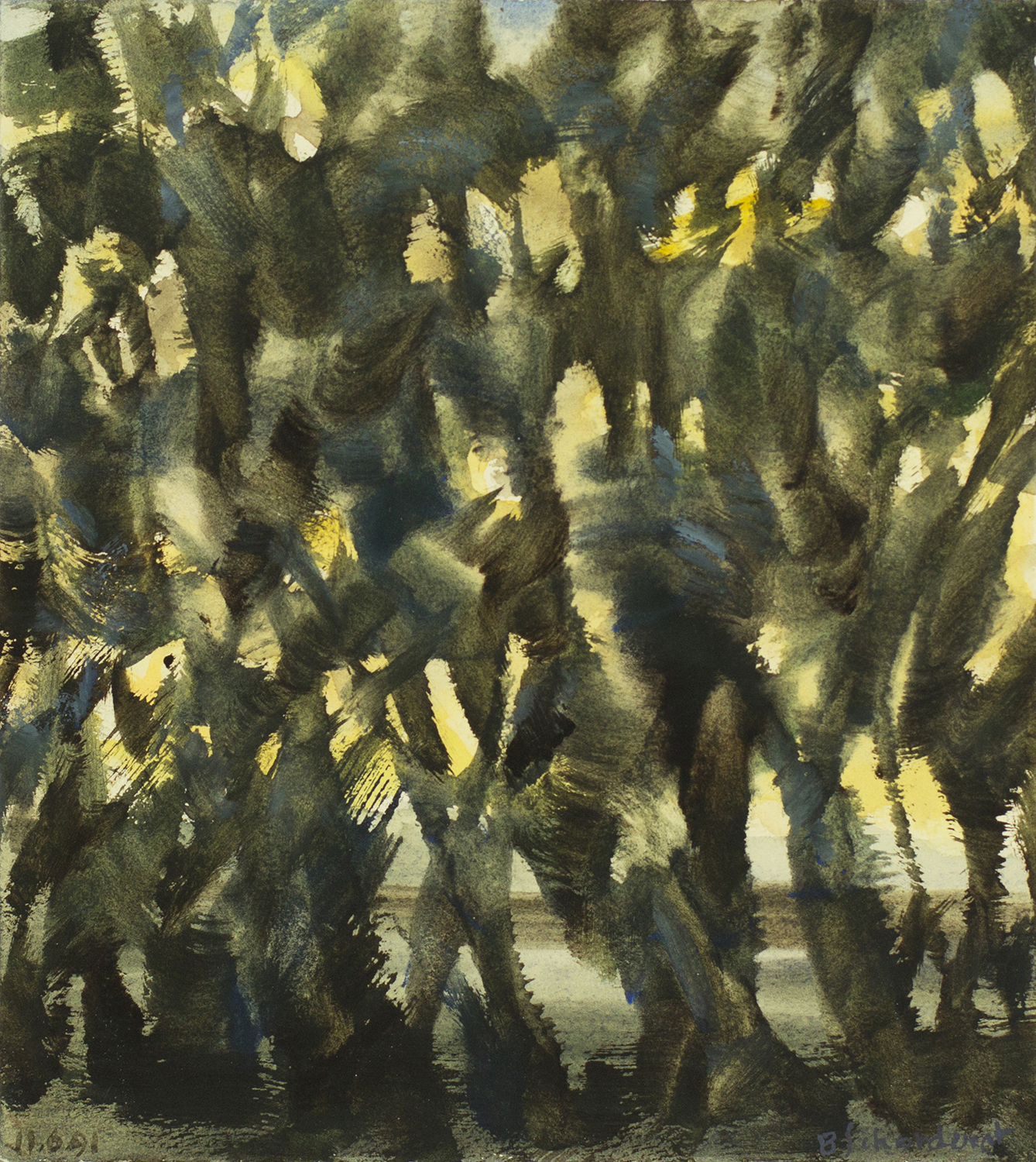 Bschorderet_1991-6-K_Composition_11.06.91_20x17.8_gouache sur papier