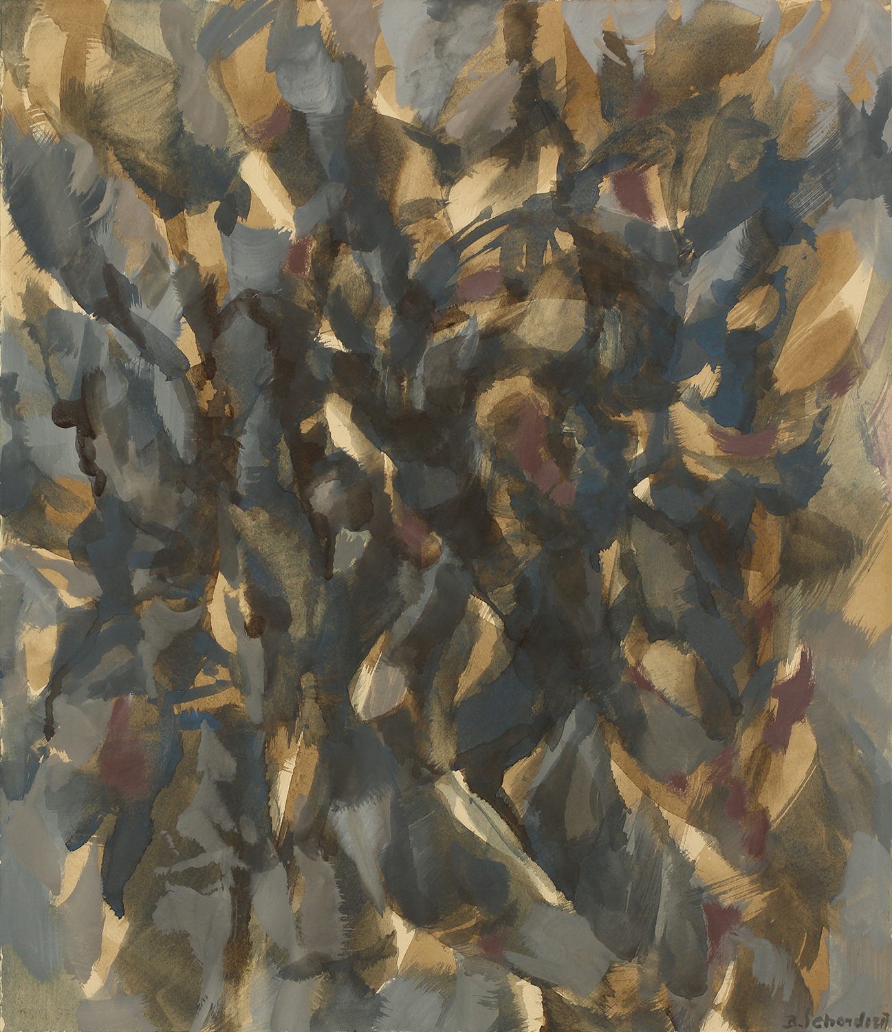 Bschorderet_1997-2-O_composition_13.1.97_46 x 40_gouache sur papier